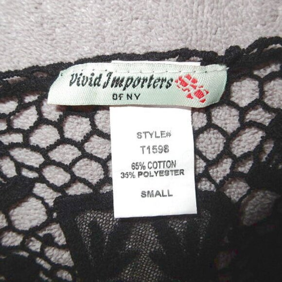 Vtg Y2K Sheer Mesh Tunic Top Size S Crochet Fishnet Racer Steampunk Grunge Goth - Picture 3 of 8